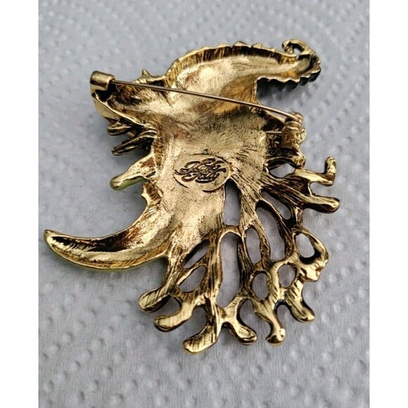 KIRKS FOLLY Witch Moon Brooch Pin Enamel Large AB Crystal  Signed - Picture 4 of 4